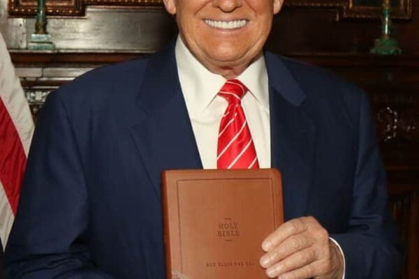 Mr. Trump caused controversy for selling the Bible `God Bless America` 0